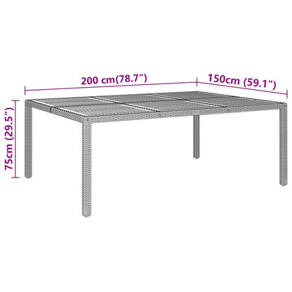 Tavolo Giardino 200X150X75 Cm Massello Acacia Polyrattan