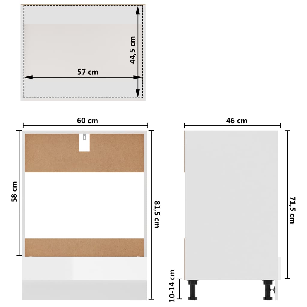 Mobile Per Forno Lyon 60X46X81,5 Cm Bianco Lucido