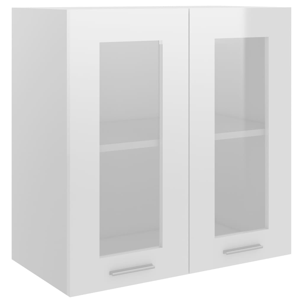 Mobile Pensile Con Vetro “Lyon” 60X31X60 Cm Bianco Lucido