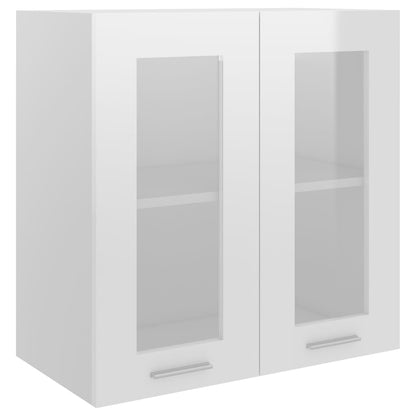 Mobile Pensile Con Vetro “Lyon” 60X31X60 Cm Bianco Lucido