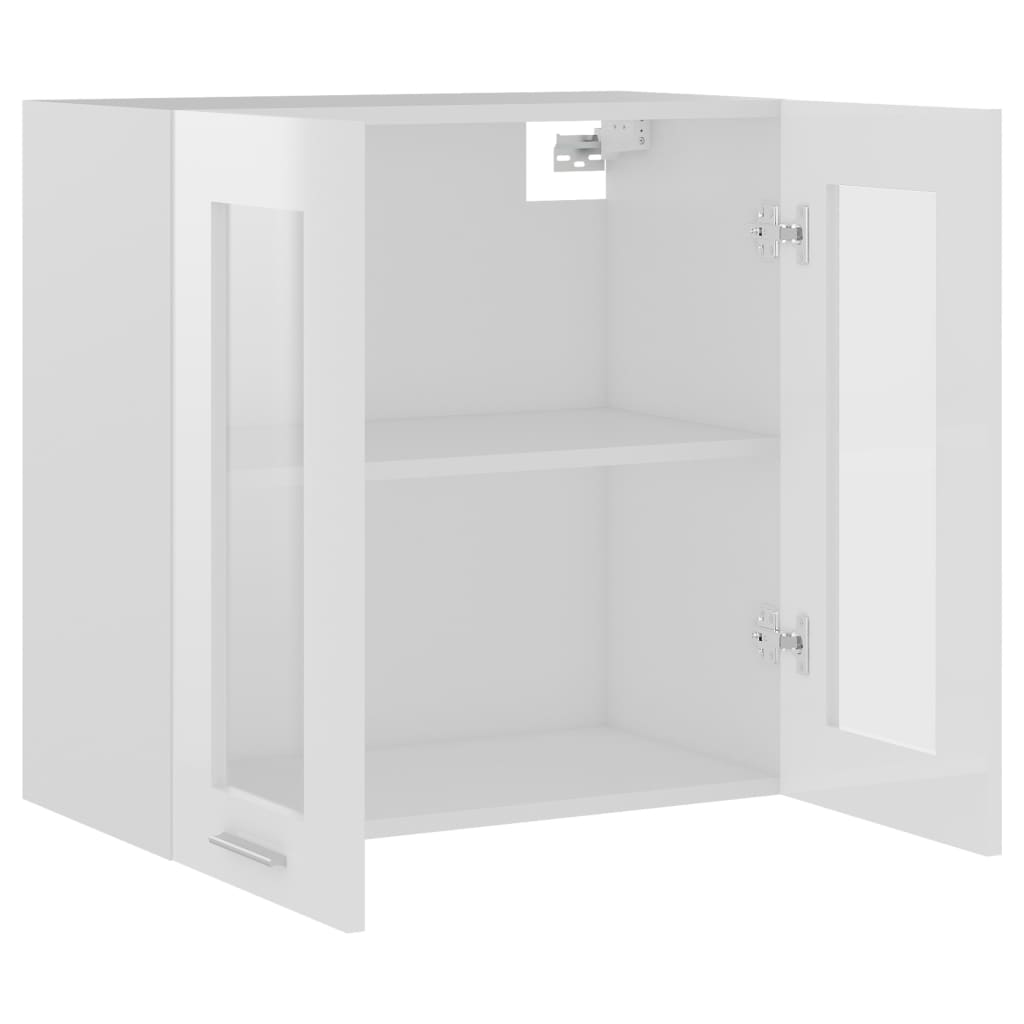 Mobile Pensile Con Vetro “Lyon” 60X31X60 Cm Bianco Lucido