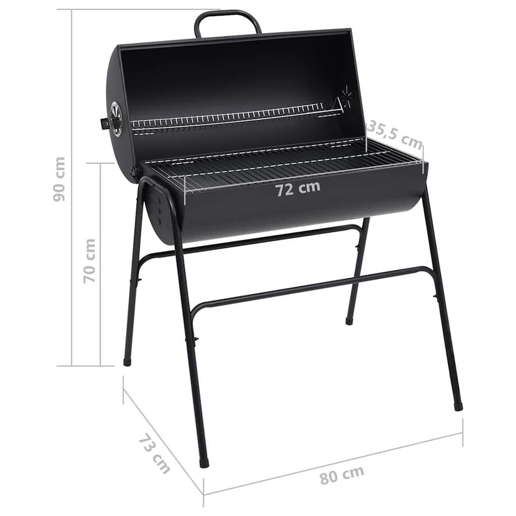 Barbecue A Barile 2 Griglie Di Cottura Nero 80X95X90 Cm Acciaio