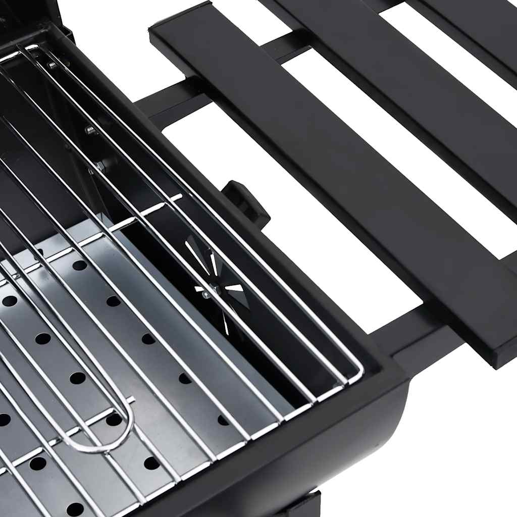 Barbecue A Barile Con Ruote E Ripiani Acciaio Nero 115X85X95 Cm