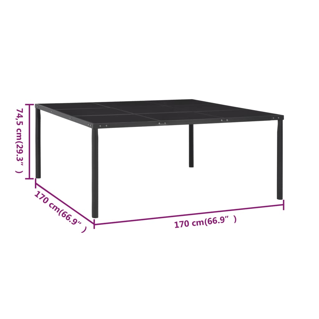 Tavolo Da Giardino 170X170X74,5 Cm In Acciaio E Vetro