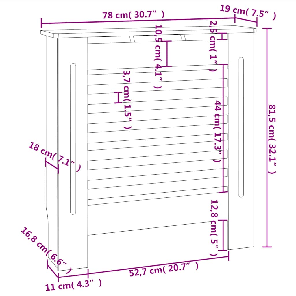 Copertura Per Radiatore Bianca In Mdf 78 Cm