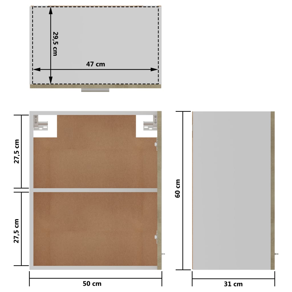 Mobili Pensili “Lyon” 2 Pz 50X31X60 Cm Rovere Sonoma
