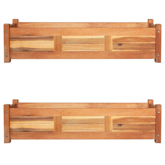 Letti Rialzati Da Giardino 2 Pz In Legno Di Acacia 100X30X25 Cm