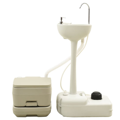 Set Wc Portatile Da Campeggio 10+10L Lavandino 20L Grigio Bianco