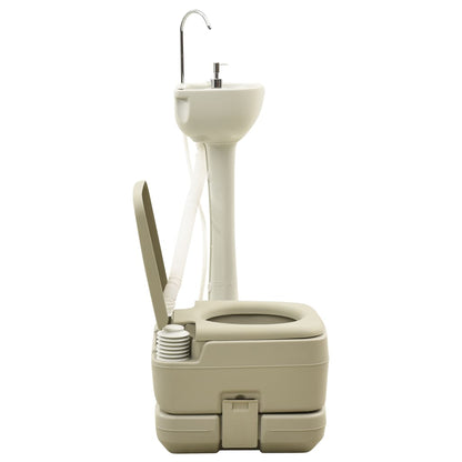 Set Wc Portatile Da Campeggio 10+10L Lavandino 20L Grigio Bianco