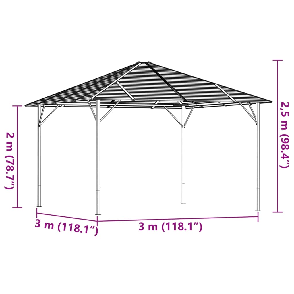 Gazebo Con Tetto Antracite