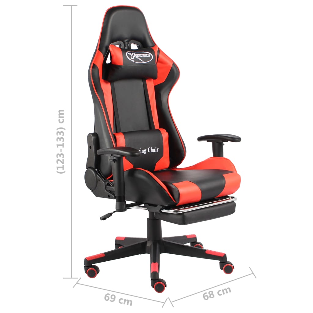 Sedia Da Gaming Girevole Rossa In Pvc