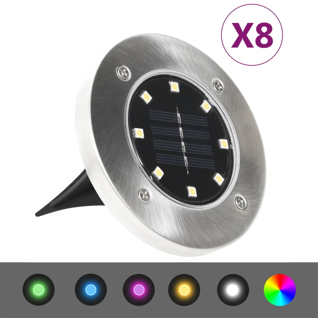 Lampade Solari Da Terra 8 Pz Luci A Led Bianche