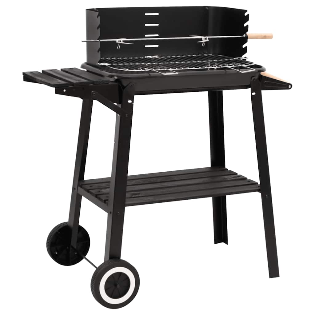 Barbecue A Carbonella Con Ruote In Acciaio Nero