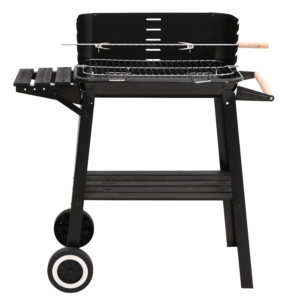Barbecue A Carbonella Con Ruote In Acciaio Nero