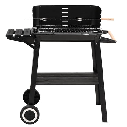 Barbecue A Carbonella Con Ruote In Acciaio Nero