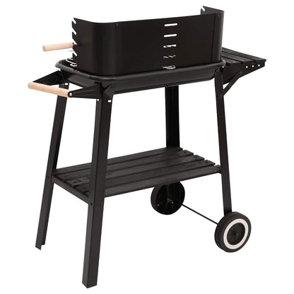 Barbecue A Carbonella Con Ruote In Acciaio Nero