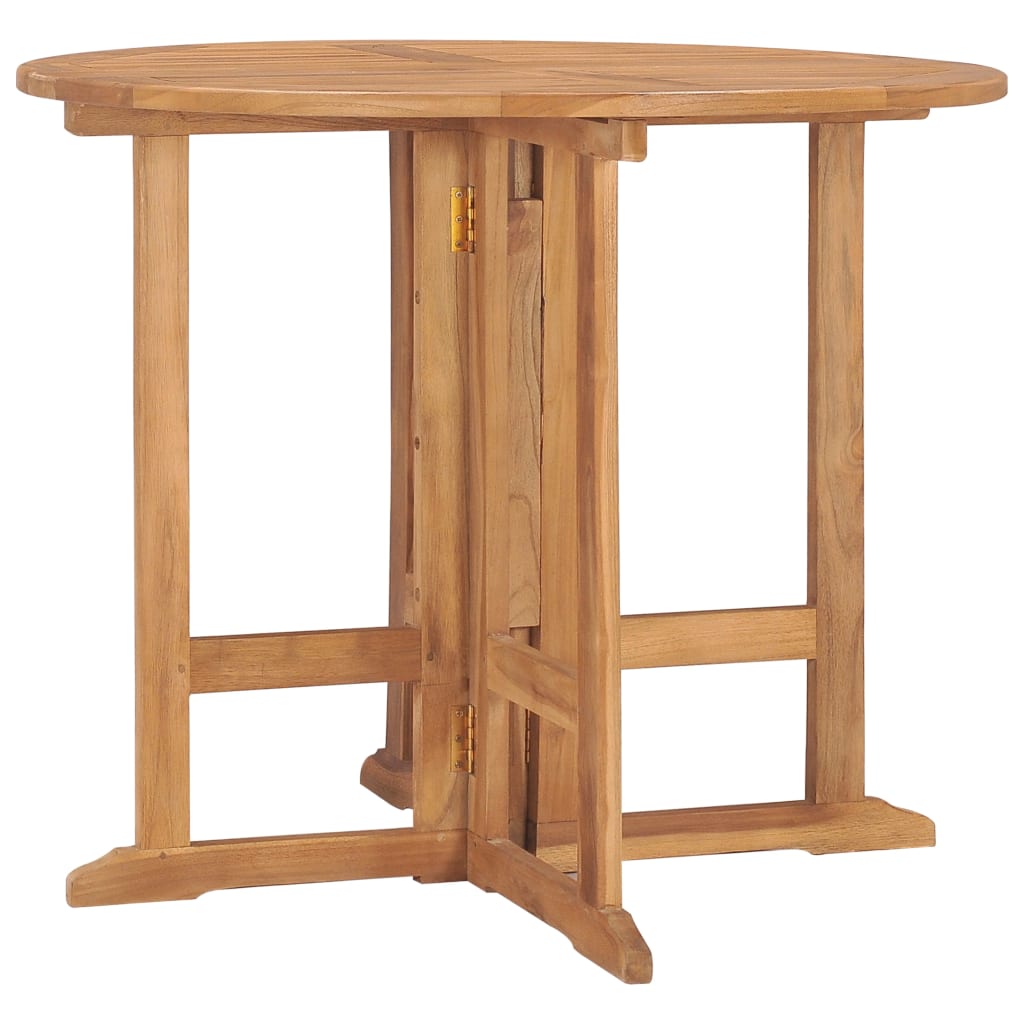 Tavolo Da Giardino Pieghevole 90X90X75 Cm In Massello Di Teak