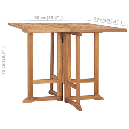 Tavolo Da Giardino Pieghevole 90X90X75 Cm In Massello Di Teak