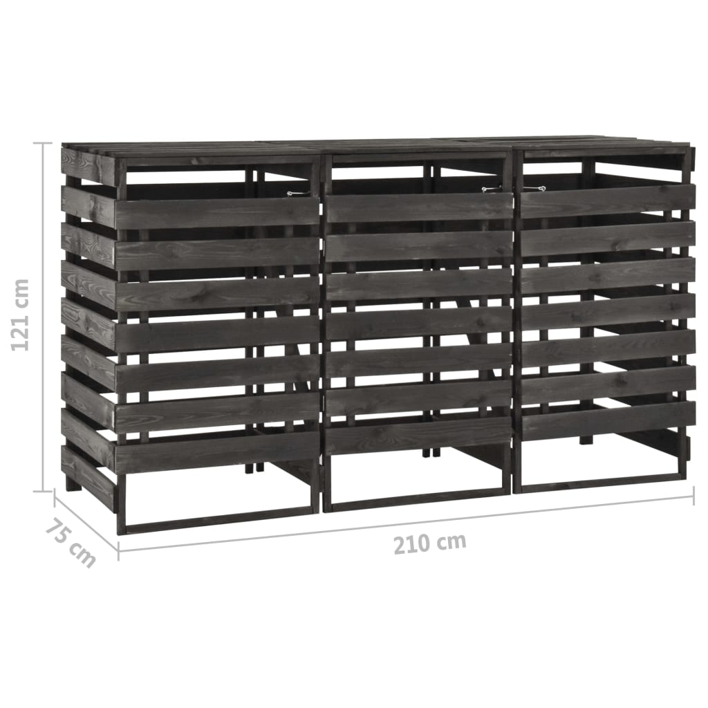 Copribidone Triplo 210X75X121 Cm In Legno Di Pino Verniciato