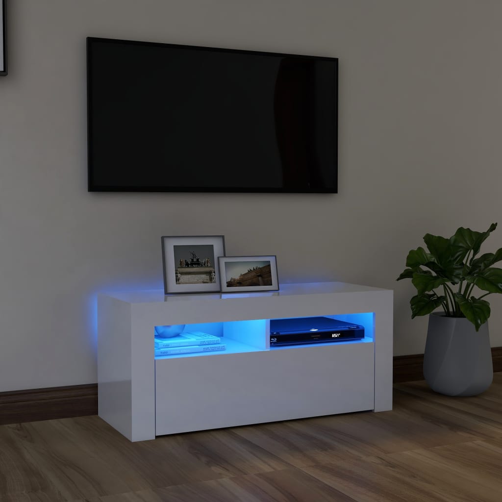 Mobile Porta Tv Con Led Artigianale 90X35X40 Cm Multistrato
