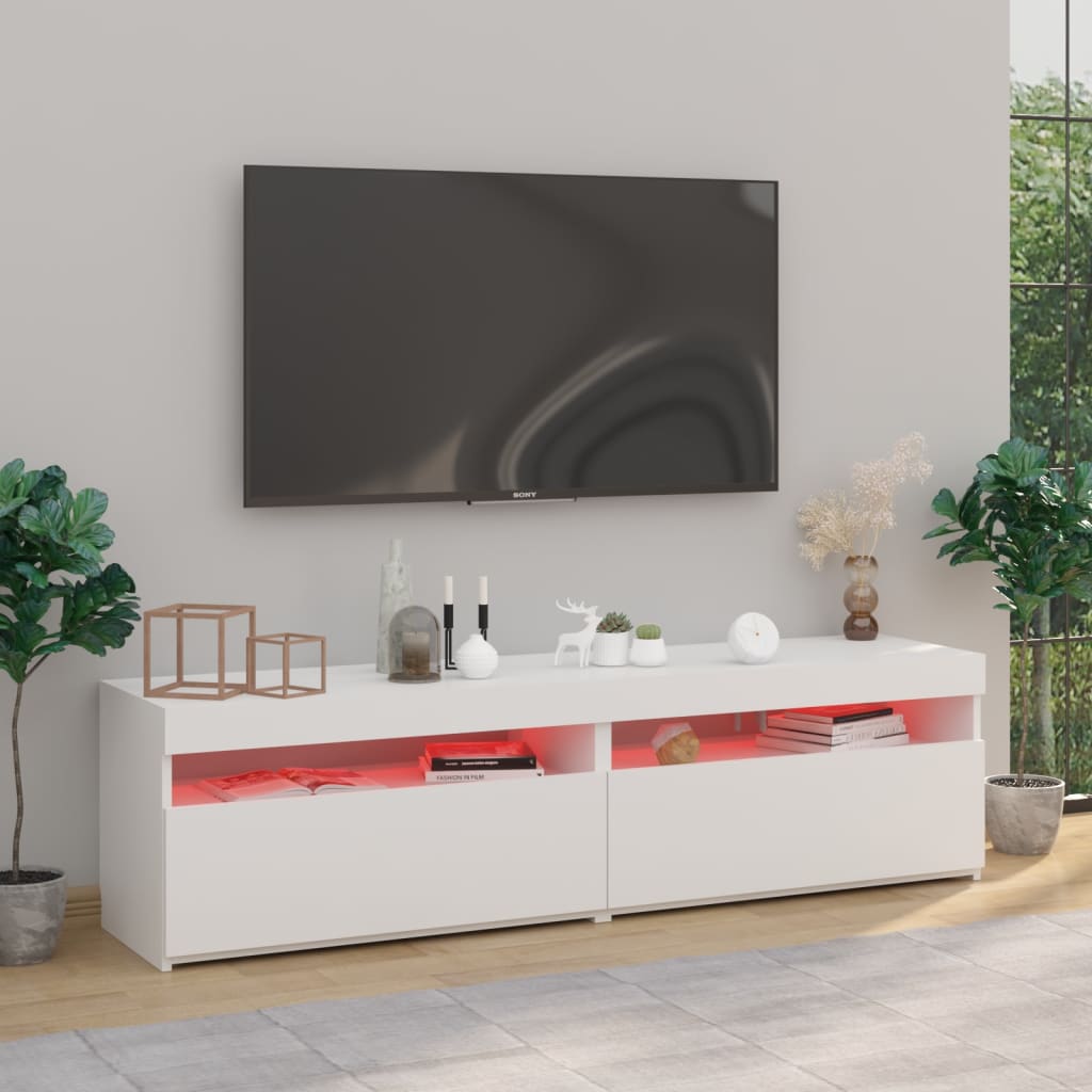 Mobili Porta Tv Con Luci Led 2 Pz 75X35X40 Cm