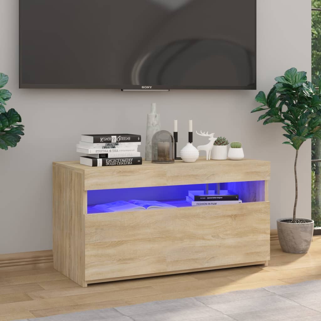 Mobili Porta Tv Con Luci Led 2 Pz 75X35X40 Cm