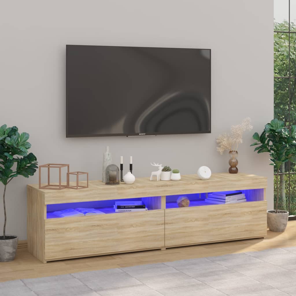 Mobili Porta Tv Con Luci Led 2 Pz 75X35X40 Cm