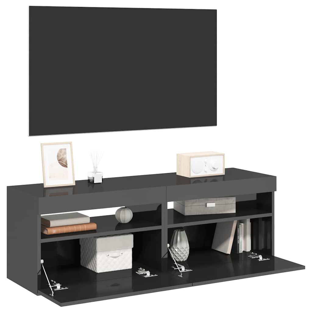 Mobili Porta Tv Con Luci Led 2 Pz 75X35X40 Cm