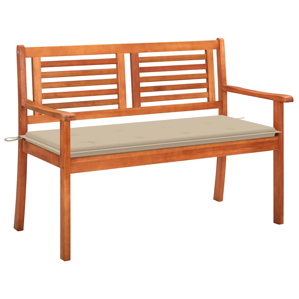 Panchina Da Giardino 2 Posti E Cuscino 120Cm Massello Eucalipto