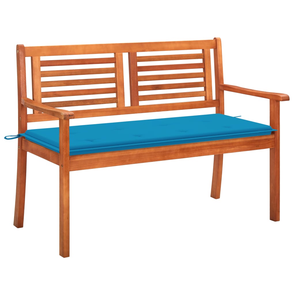 Panchina Da Giardino 2 Posti E Cuscino 120Cm Massello Eucalipto