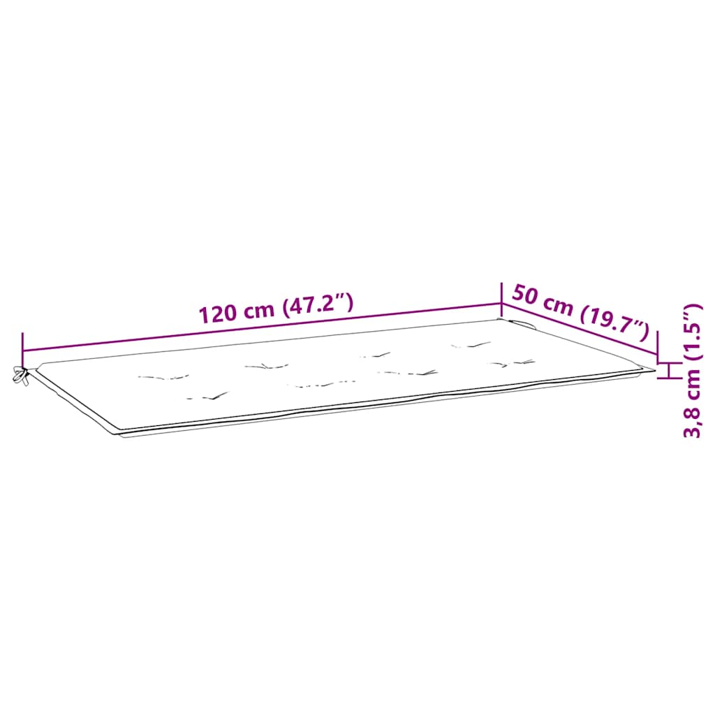 Panchina Da Giardino 2 Posti E Cuscino 120Cm Massello Eucalipto