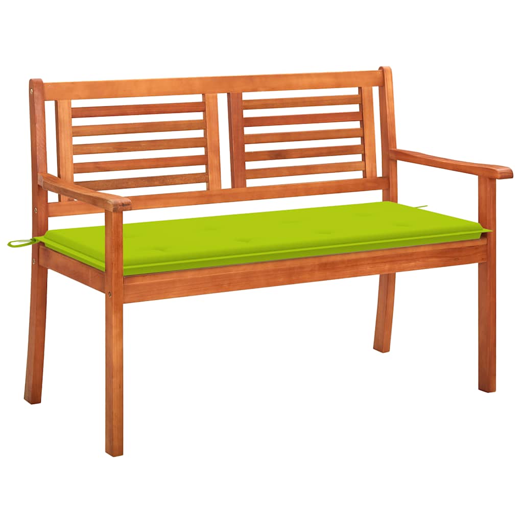 Panchina Da Giardino 2 Posti E Cuscino 120Cm Massello Eucalipto