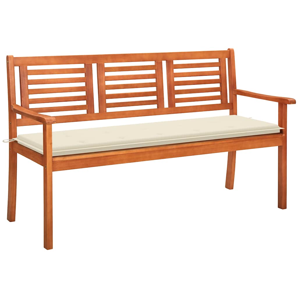 Panchina Da Giardino 2 Posti E Cuscino 120Cm Massello Eucalipto