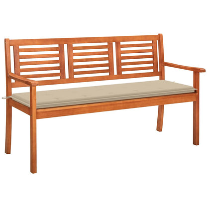 Panchina Da Giardino 2 Posti E Cuscino 120Cm Massello Eucalipto