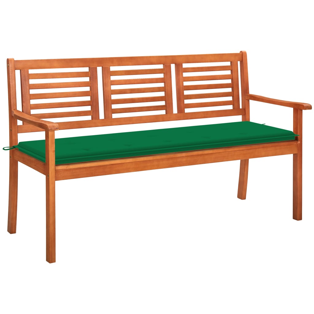 Panchina Da Giardino 2 Posti E Cuscino 120Cm Massello Eucalipto