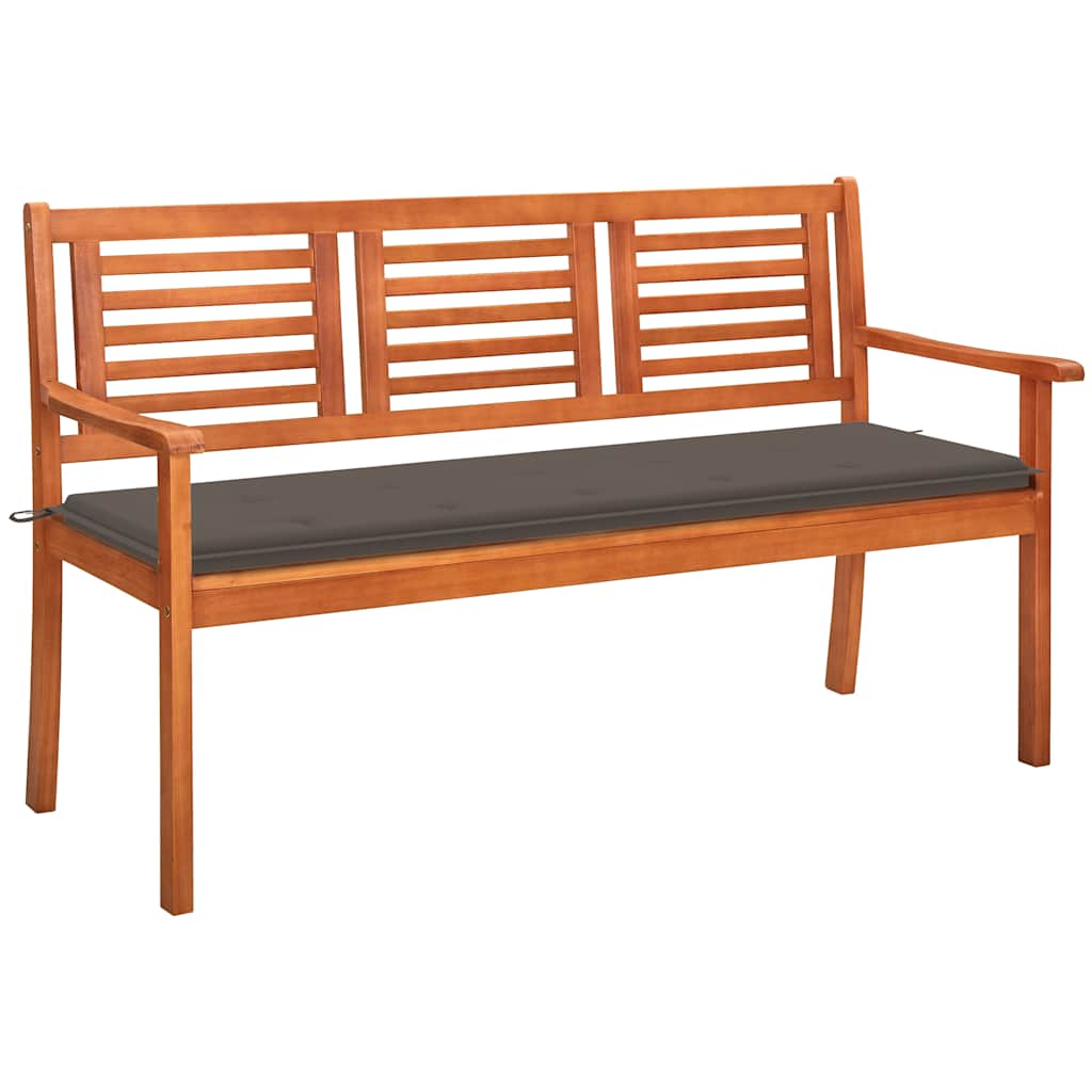 Panchina Da Giardino 2 Posti E Cuscino 120Cm Massello Eucalipto