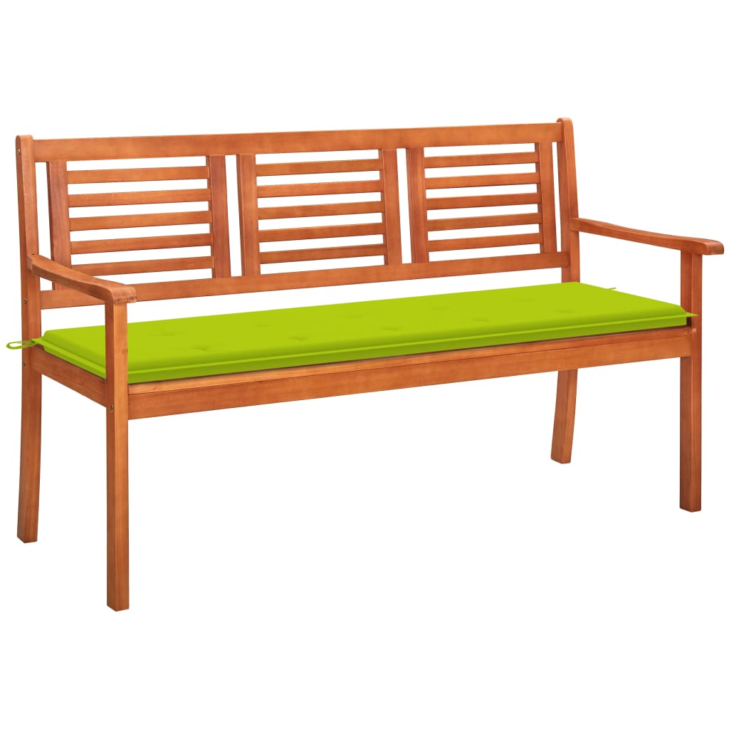 Panchina Da Giardino 2 Posti E Cuscino 120Cm Massello Eucalipto