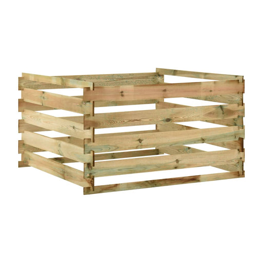 Compostiera Da Giardino A Doghe 120X120X70Cm In Pino Impregnato