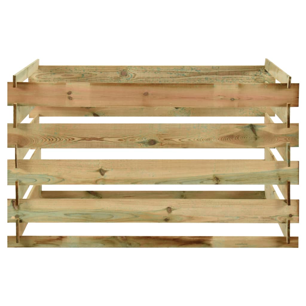 Compostiera Da Giardino A Doghe 120X120X70Cm In Pino Impregnato