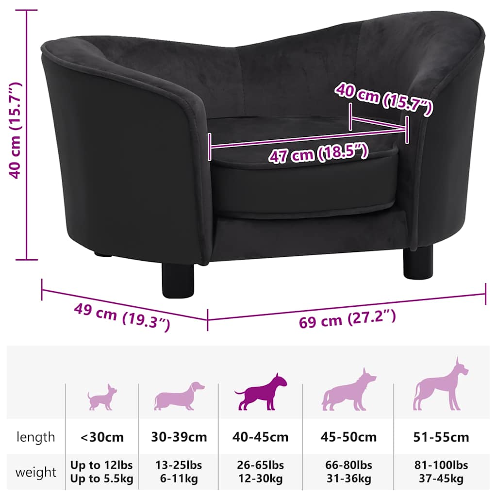 Divano Per Cani 69X49X40 Cm In Peluche E Similpelle