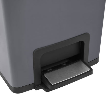 Pattumiera A Pedale Anti-Impronte 30 L Grigia In Acciaio Inox