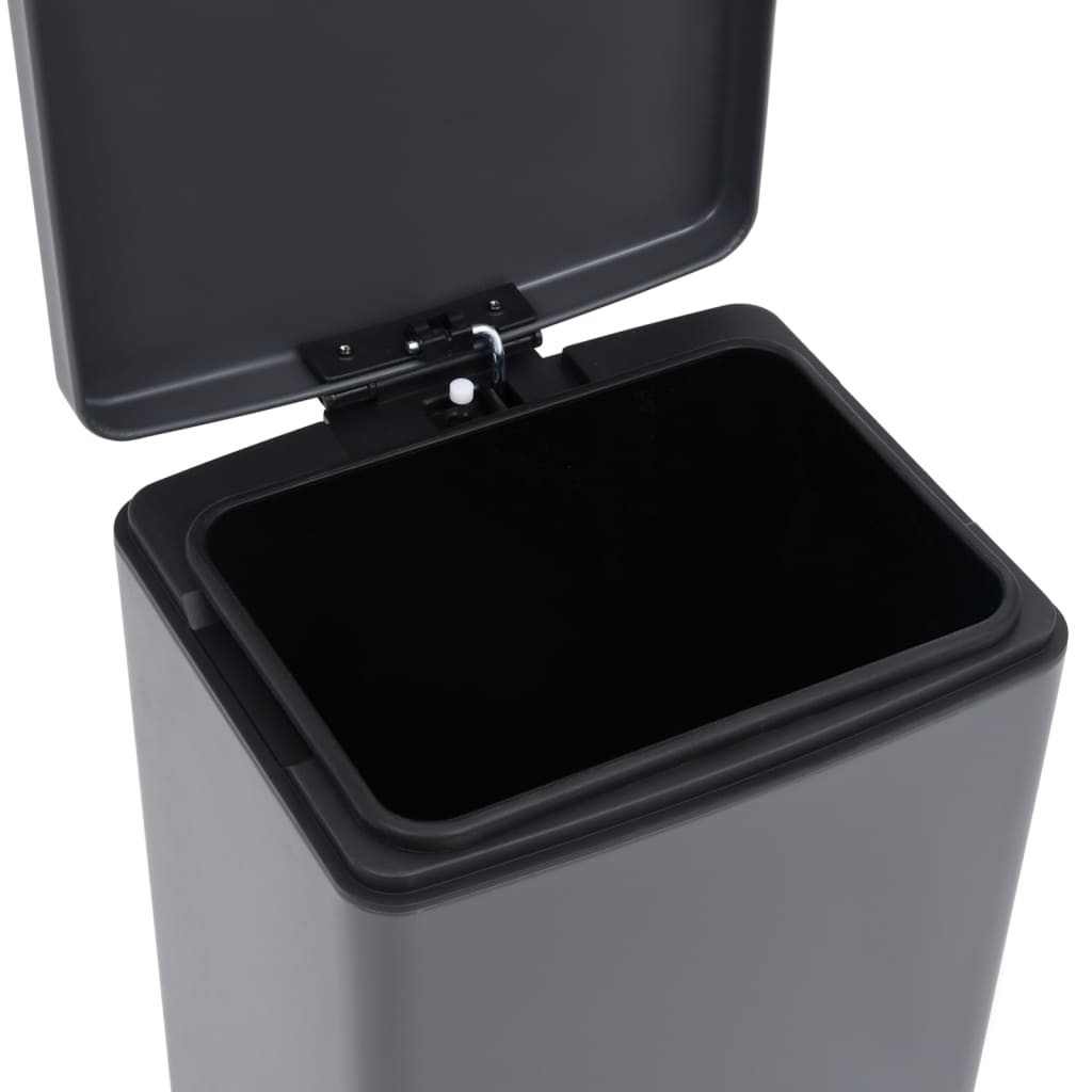 Pattumiera A Pedale Anti-Impronte 30 L Grigia In Acciaio Inox