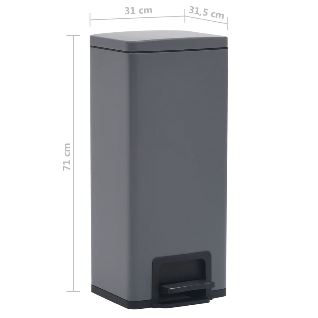 Pattumiera A Pedale Anti-Impronte 30 L Grigia In Acciaio Inox