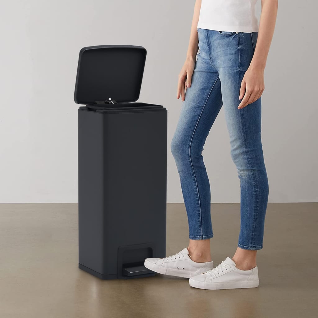 Pattumiera A Pedale Anti-Impronte 30 L Grigia In Acciaio Inox