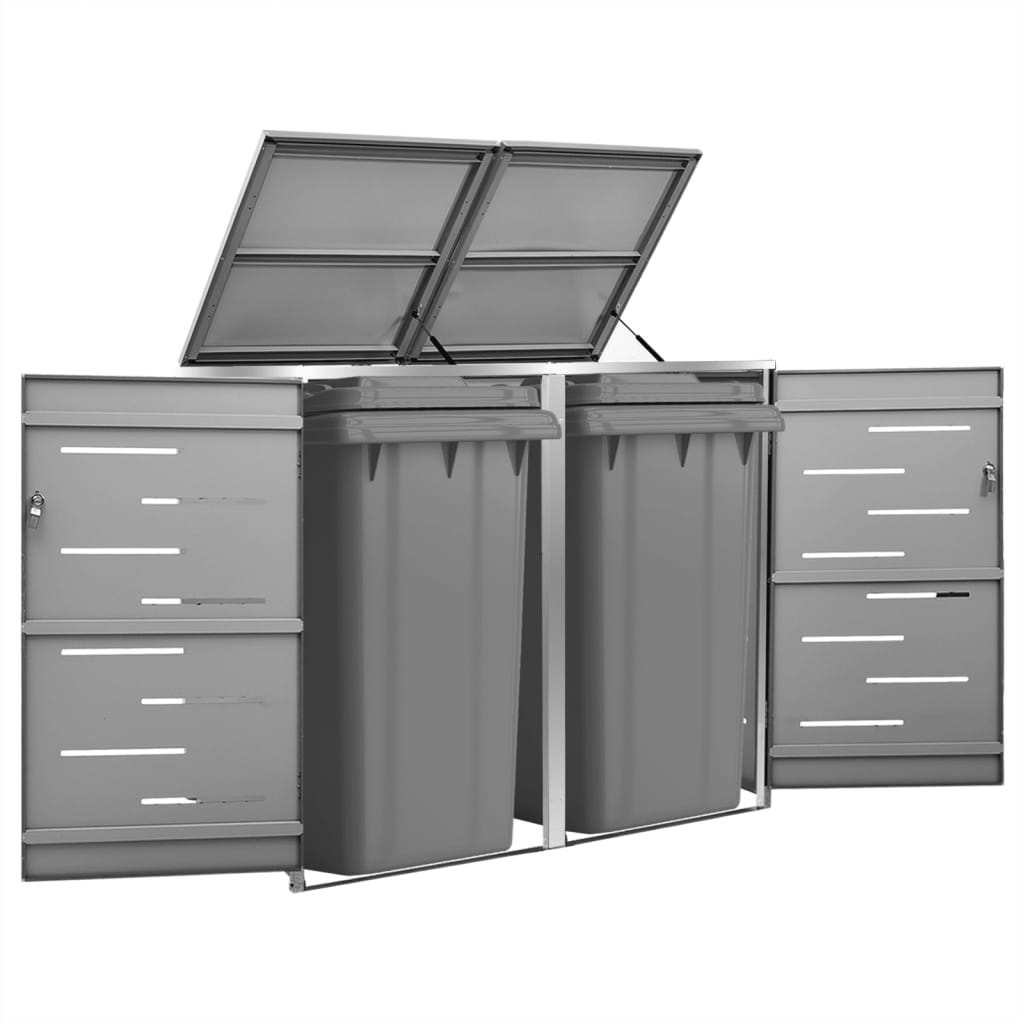 Copribidone Per Spazzatura Triplo 207X77,5X112,5Cm Acciaio Inox