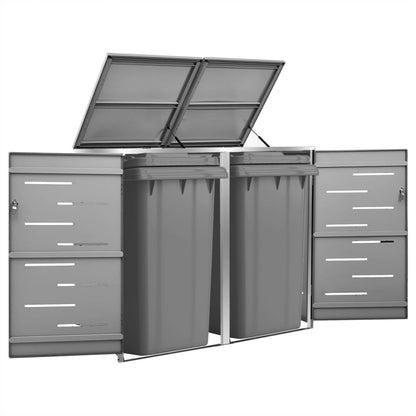 Copribidone Per Spazzatura Triplo 207X77,5X112,5Cm Acciaio Inox