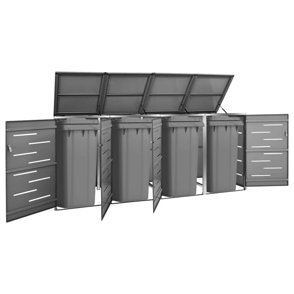 Copribidone Per Spazzatura Triplo 207X77,5X112,5Cm Acciaio Inox