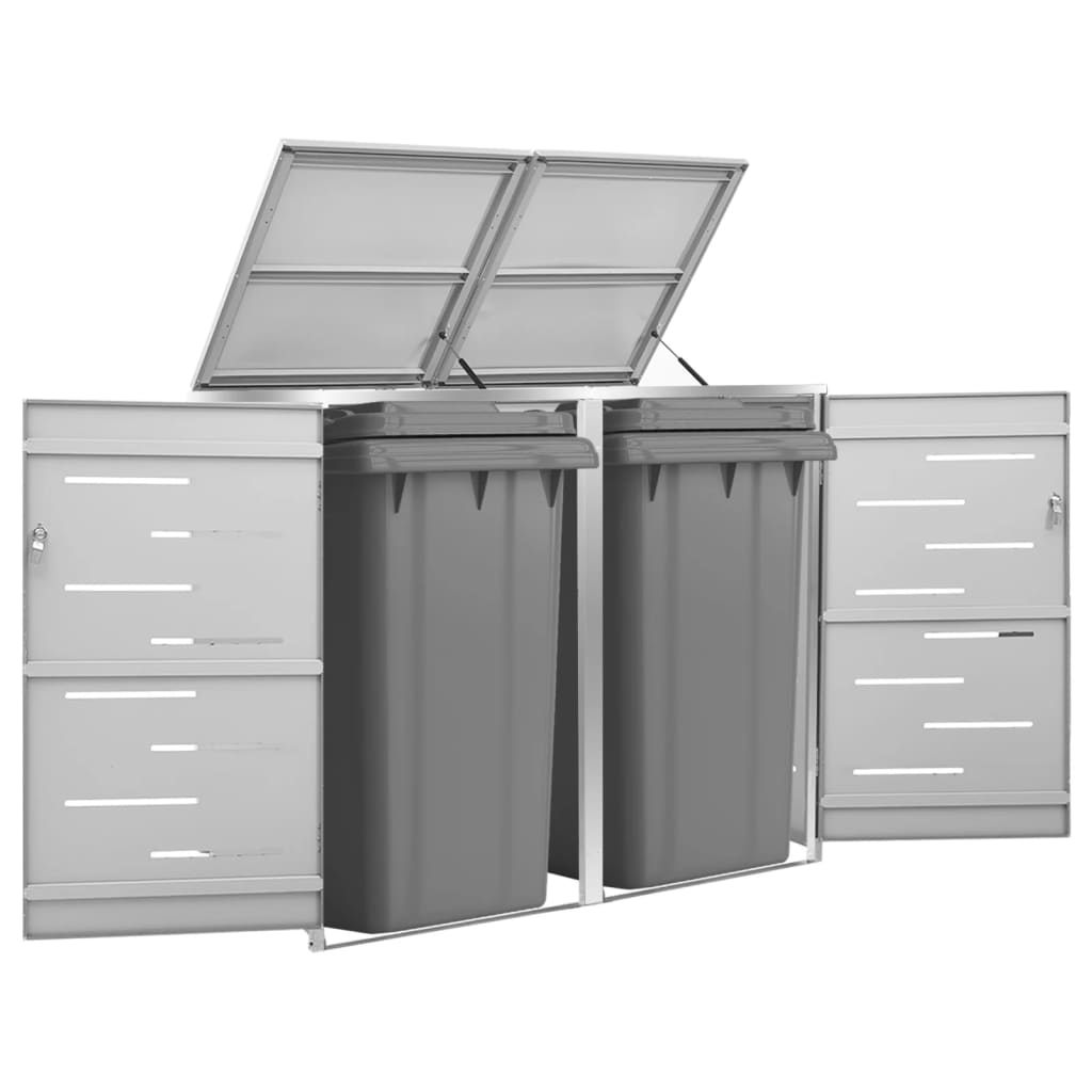Copribidone Per Spazzatura Triplo 207X77,5X112,5Cm Acciaio Inox