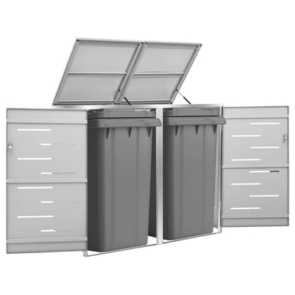 Copribidone Per Spazzatura Triplo 207X77,5X112,5Cm Acciaio Inox