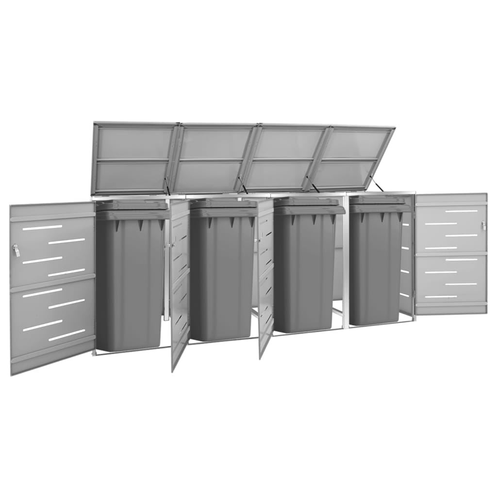 Copribidone Per Spazzatura Triplo 207X77,5X112,5Cm Acciaio Inox